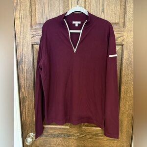 Peter Millar (warmth) Maroon 100% Extra Fine Merino Quarter-Zip Sweater